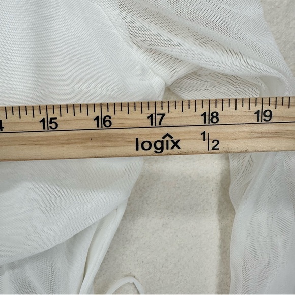 Princess Polly Long Sleeve White Mini Mesh Dress - Picture 6 of 6